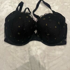 Victoria's Secret Black Bra with Gold Stars